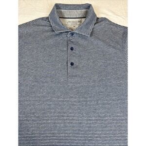 Jim Nantz Vineyard Vines Men M Blue Geometric Polo Short Sleeve Golf Preppy Peru
